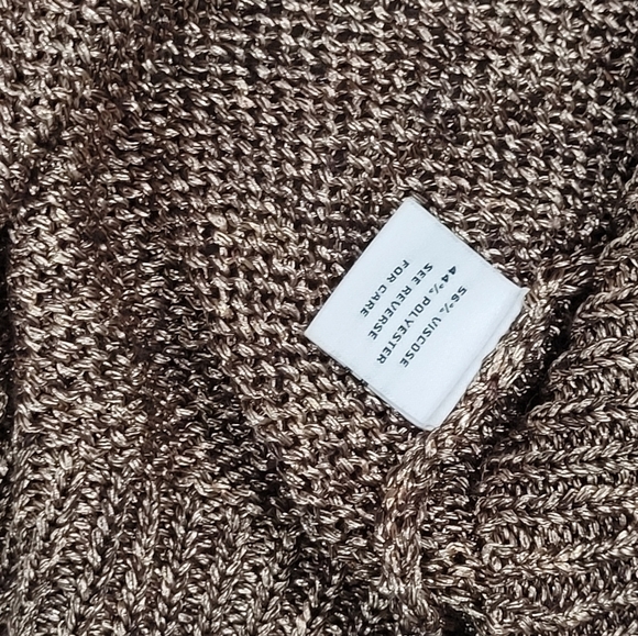 525 AMERICA Weave Brown Gold Tint PullOver SWEATER - Picture 11 of 12